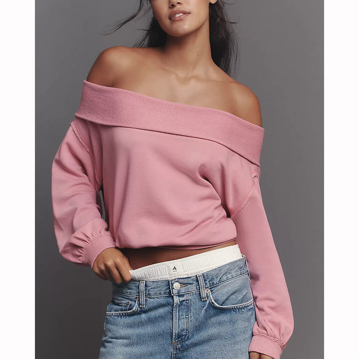 Anthropologie Pilcro Long-Sleeve Slouchy Off-The-Shoulder Tunic Top