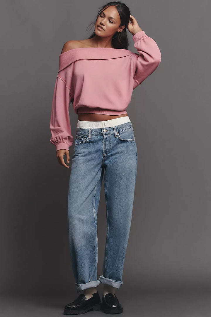 Anthropologie Pilcro Long-Sleeve Slouchy Off-The-Shoulder Tunic Top