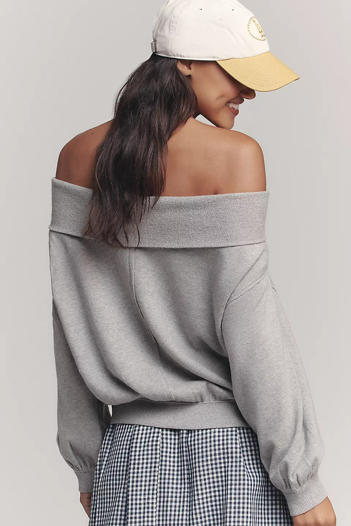 Anthropologie Pilcro Long-Sleeve Slouchy Off-The-Shoulder Top