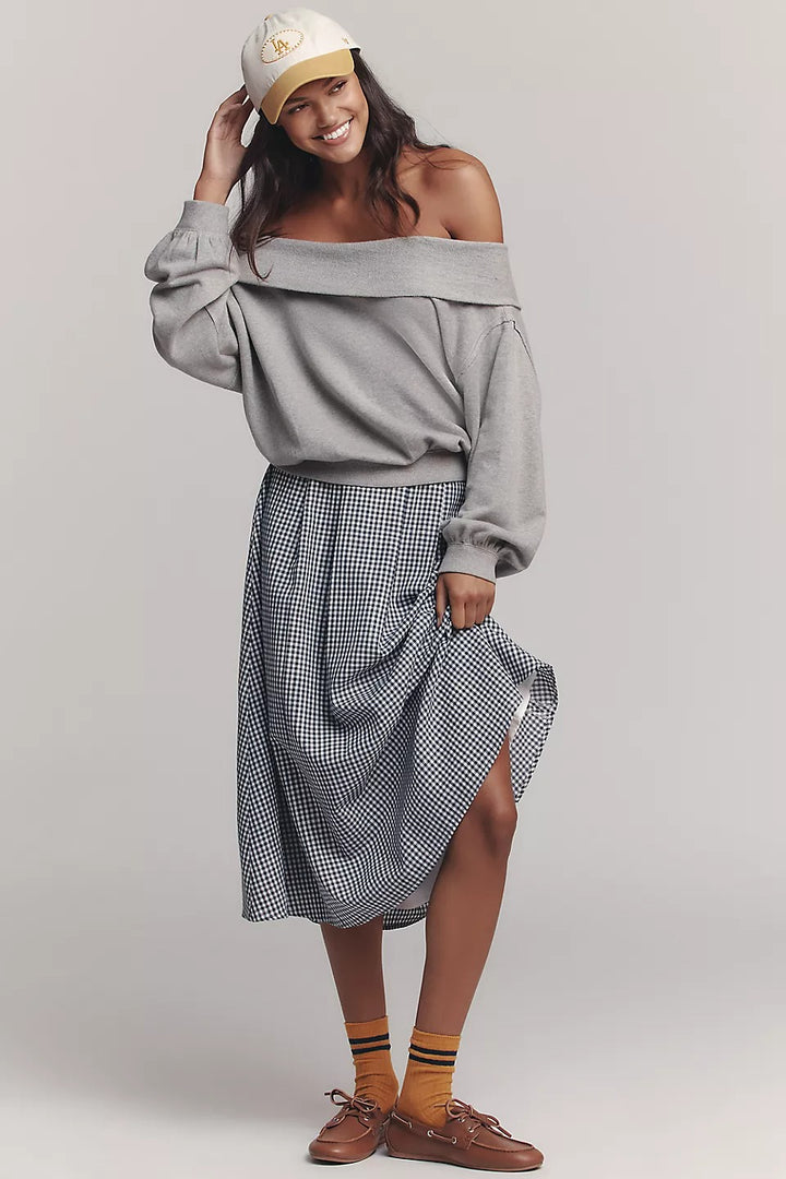 Anthropologie Pilcro Long-Sleeve Slouchy Off-The-Shoulder Top