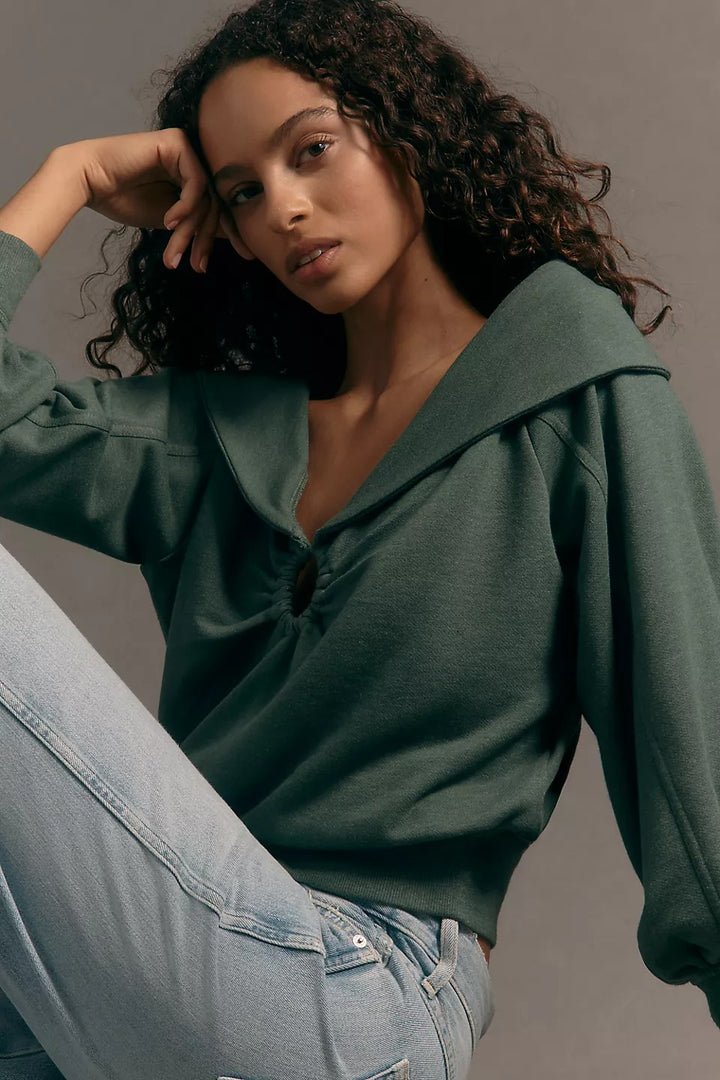 Pilcro Anthropologie Pilcro Off-Shoulder O-Ring Sweatshirt Top