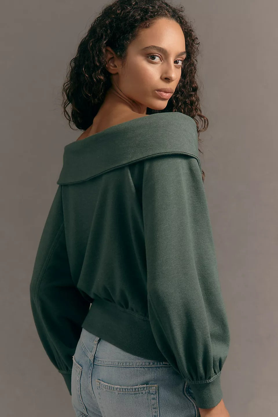 Pilcro Anthropologie Pilcro Off-Shoulder O-Ring Sweatshirt Top