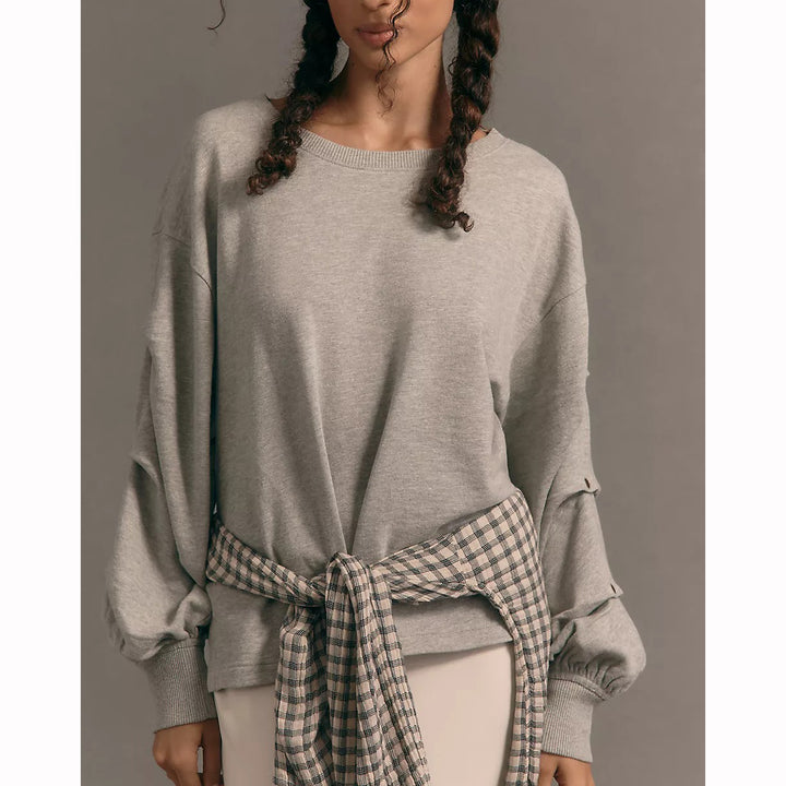 Anthropologie Pilcro Tucked-Sleeve Pullover Sweatshirt Top