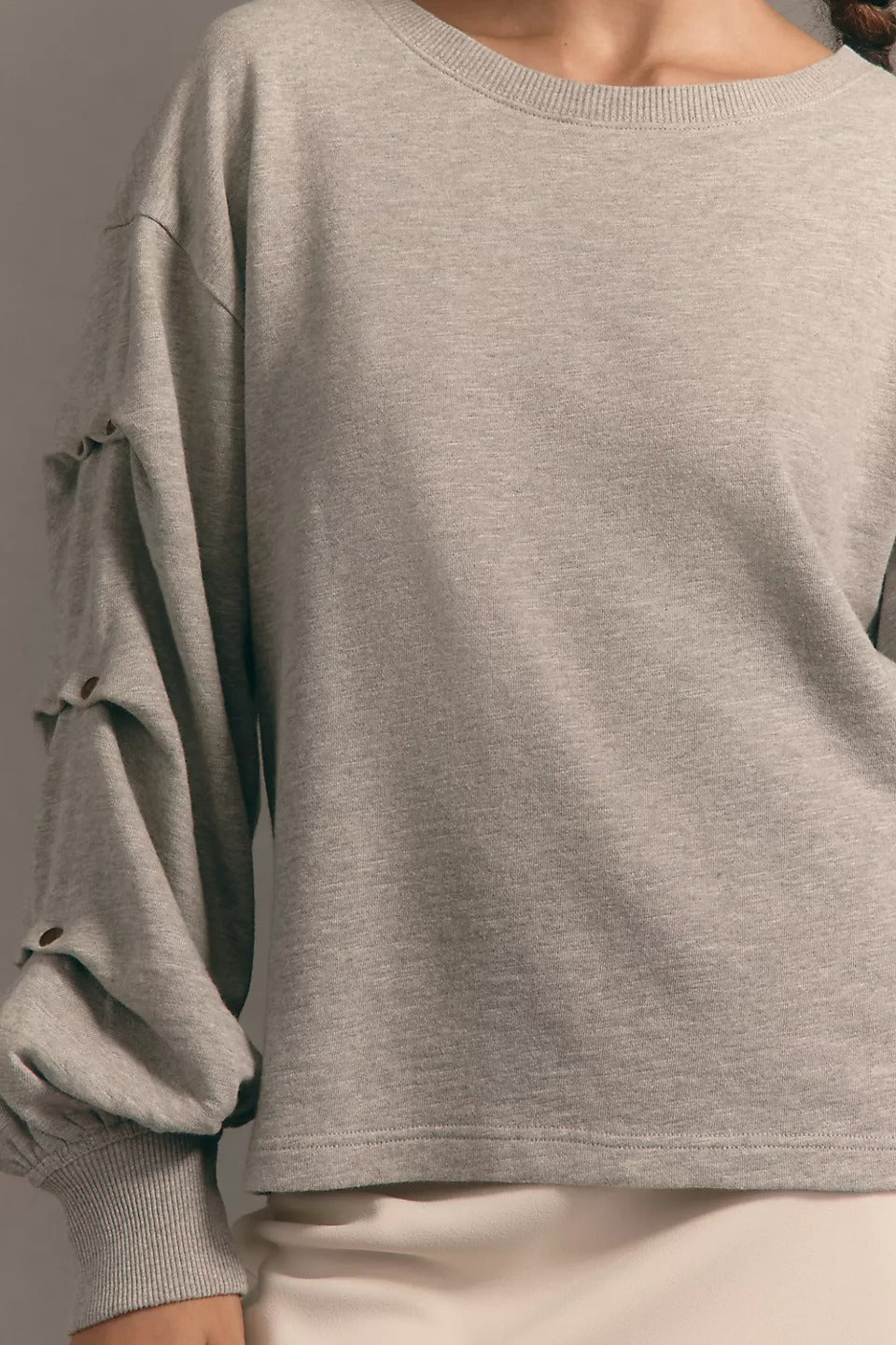 Anthropologie Pilcro Tucked-Sleeve Pullover Sweatshirt Top