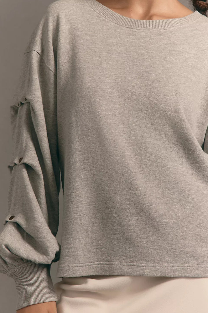 Anthropologie Pilcro Tucked-Sleeve Pullover Sweatshirt Top