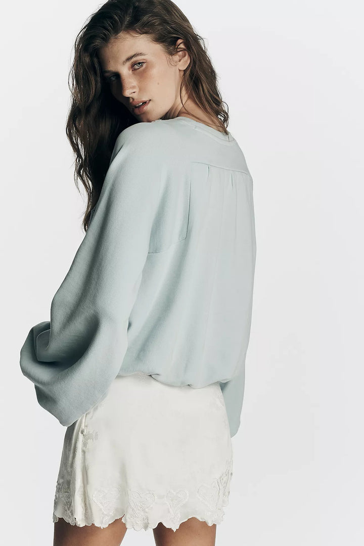 By Anthropologie Boho Balloon-Sleeve Blouse Top