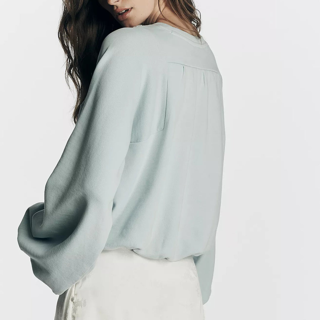 By Anthropologie Boho Balloon-Sleeve Blouse Top