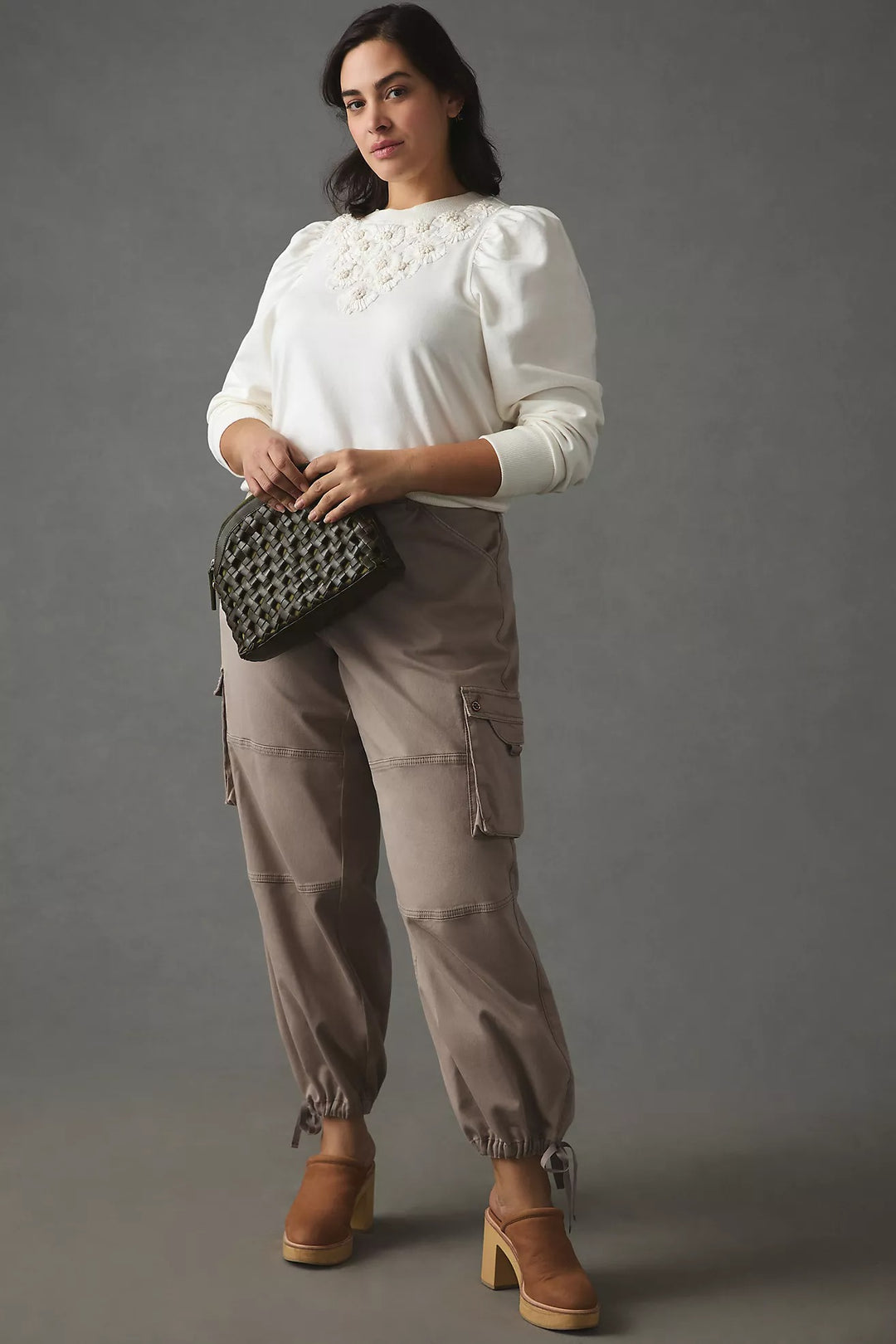 By Anthropologie Embroidered Sweatshirt Top