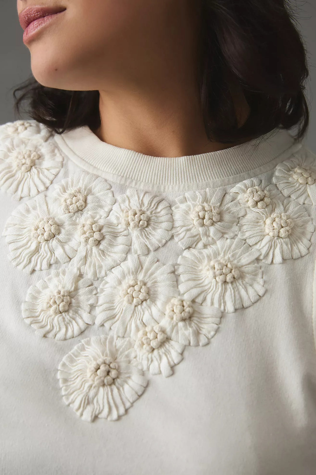 By Anthropologie Embroidered Sweatshirt Top