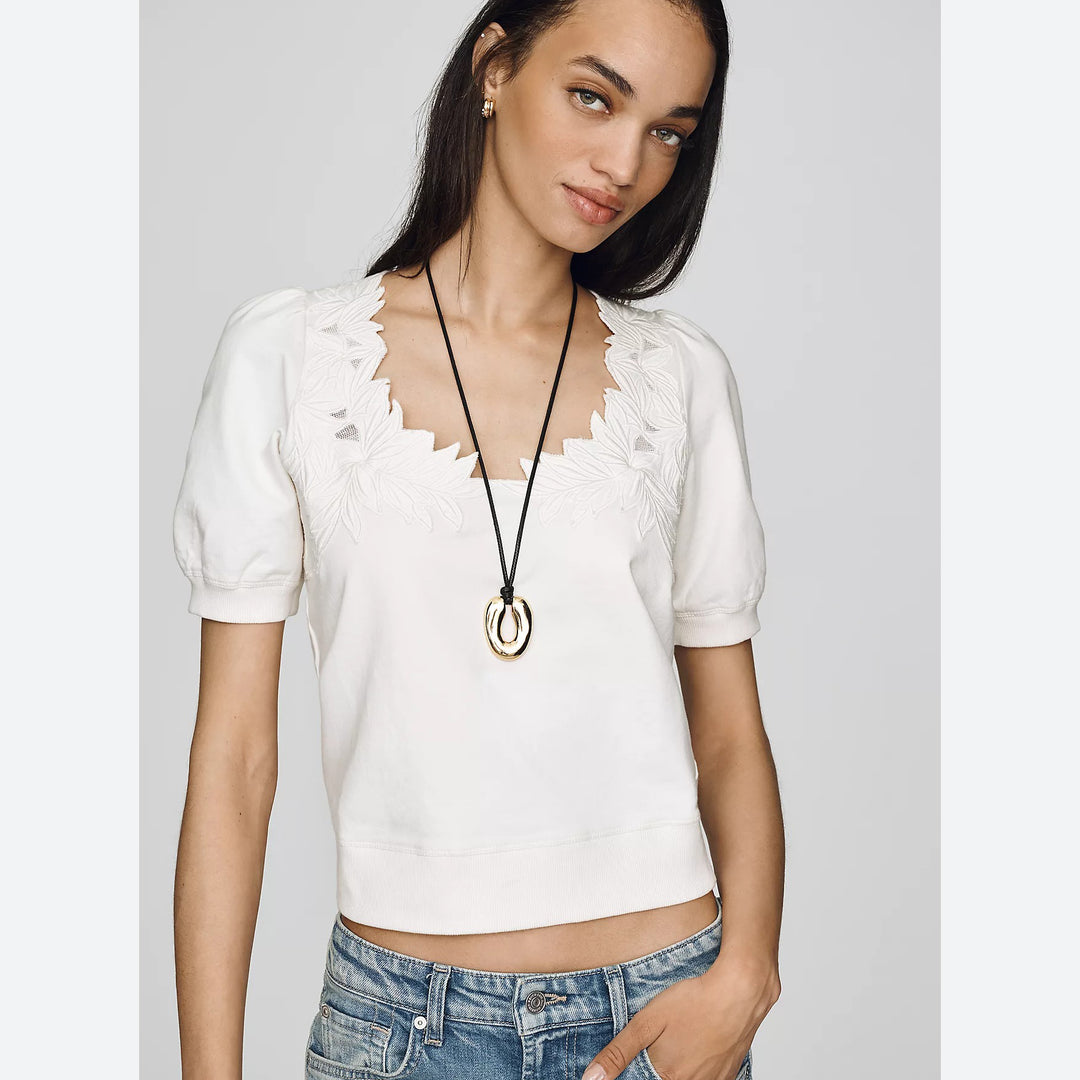By Anthropologie Deco Crop Pullover Blouse Top