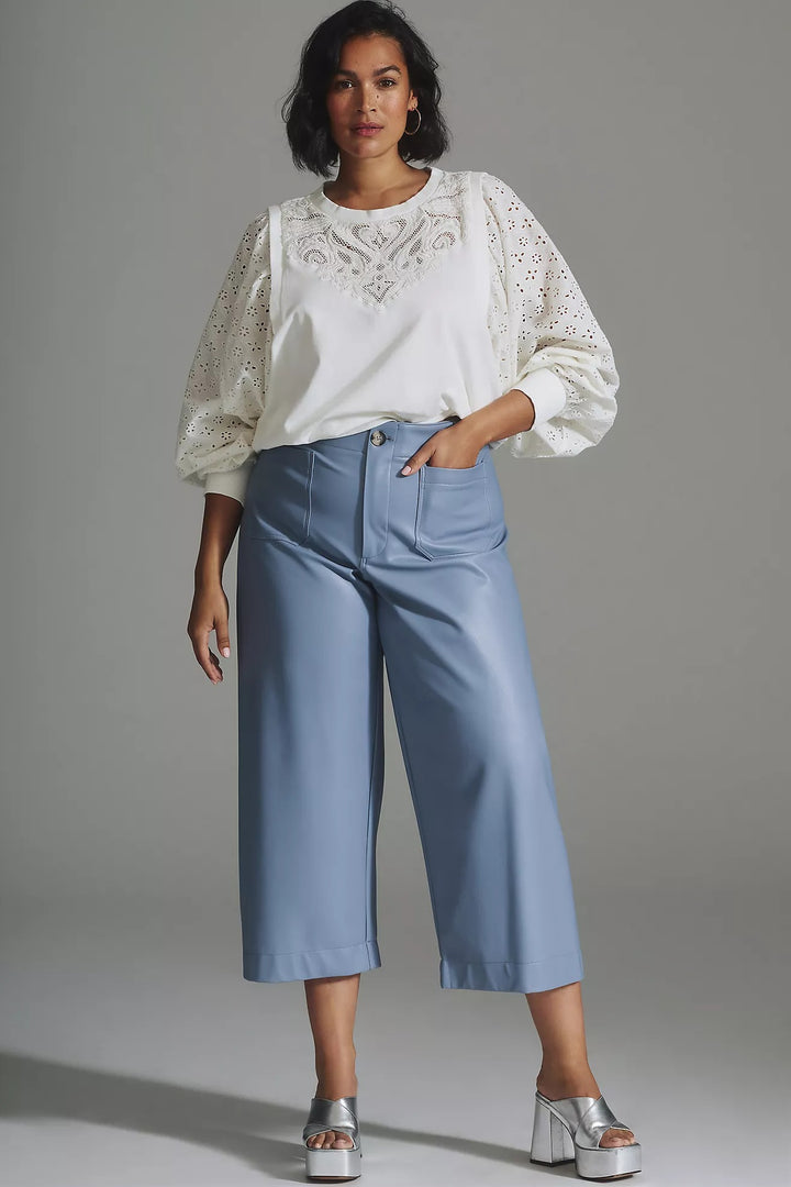 Anthropologie Pilcro Washed Eyelet Sweatshirt Top