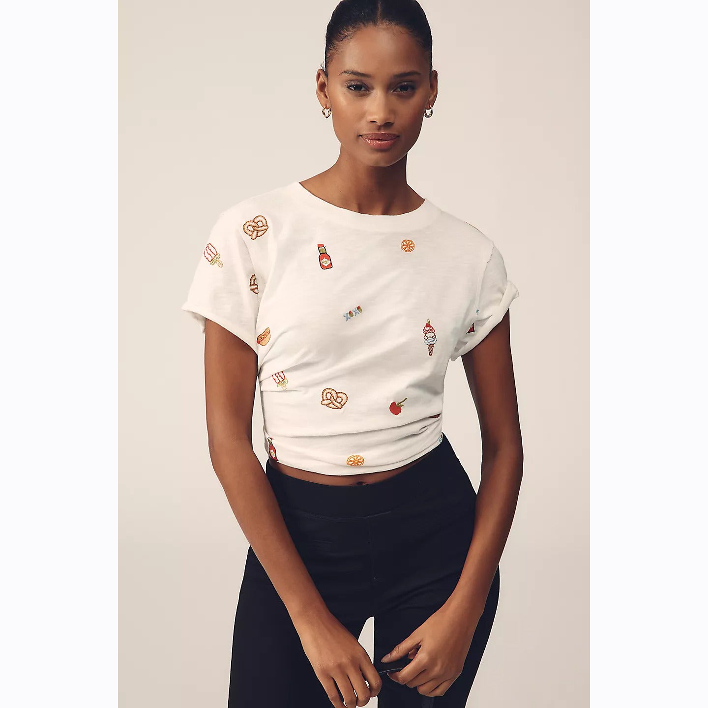 Maeve Anthropologie The Caitlin Boxy T-Shirt Blouse Top – White