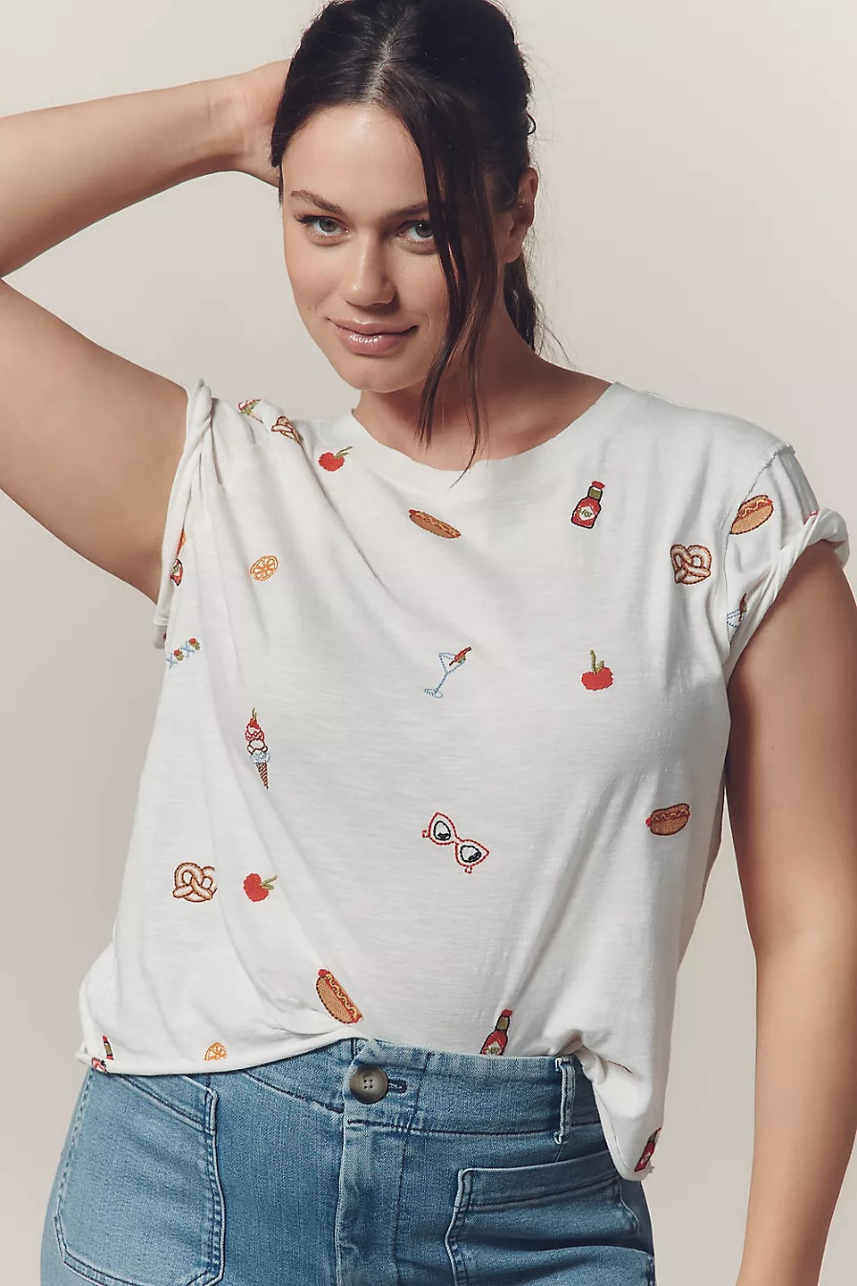 Maeve Anthropologie The Caitlin Boxy T-Shirt Blouse Top