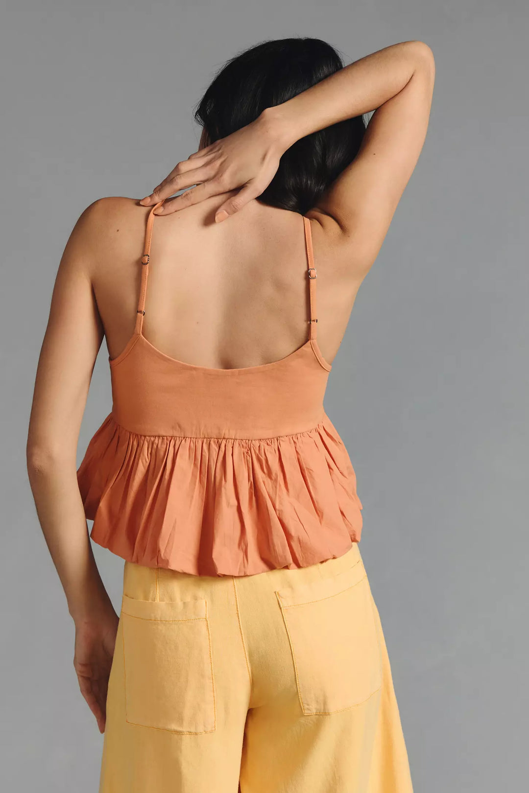 Maeve Anthropologie Ruffled Bubble-Hem Cropped Cami Tank Top