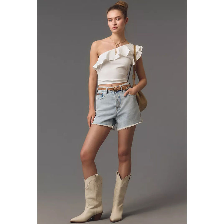 Anthropologie Maeve One-Shoulder Ruffled Blouse Top