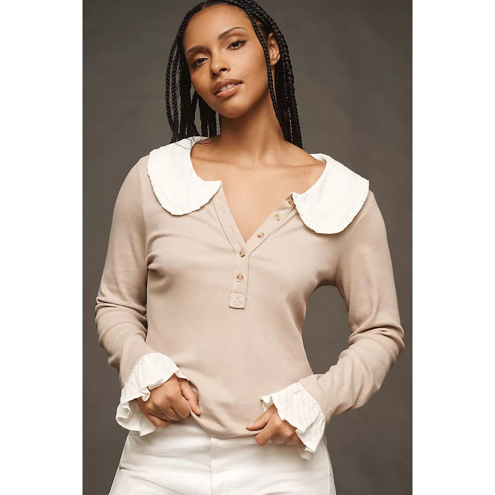 By Anthropologi Pilcro The Keira Collared Button-Front Blouse Top