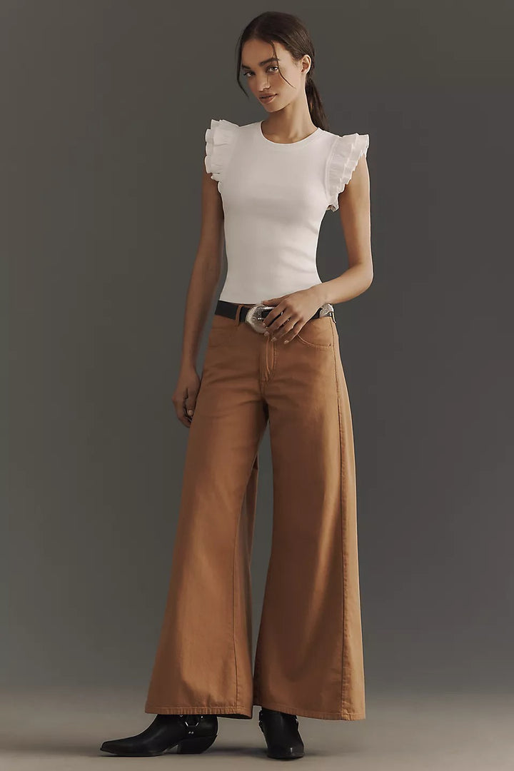 Maeve Anthropologie Ribbed Ruffle Tank Blouse Top