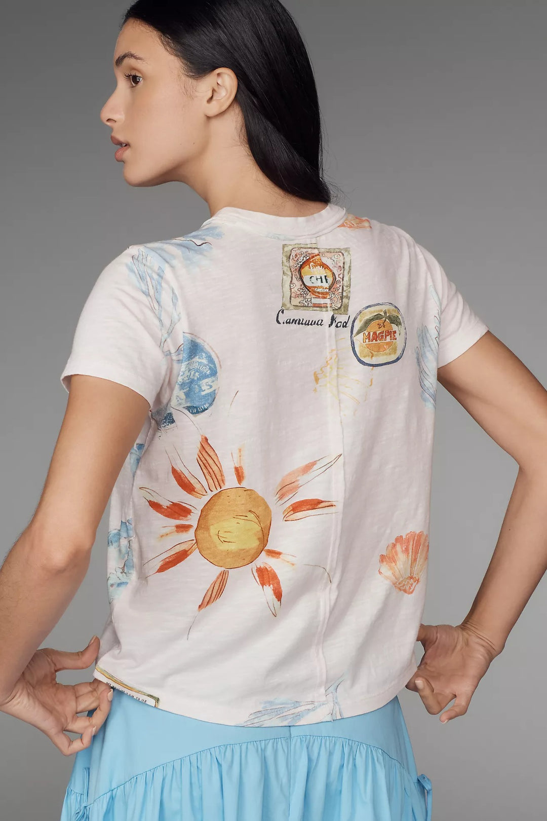 Pilcro Anthropologie The Bennie Cotton-Slub Crew-Neck T-Shirt