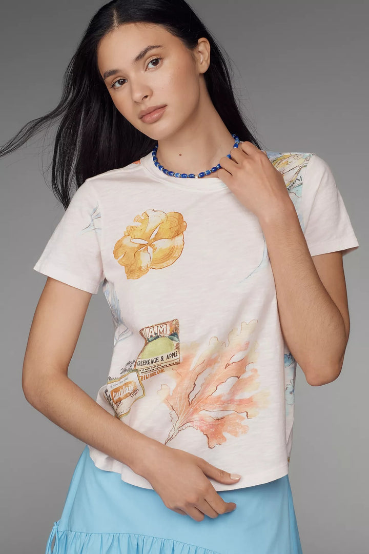 Pilcro Anthropologie The Bennie Cotton-Slub Crew-Neck T-Shirt