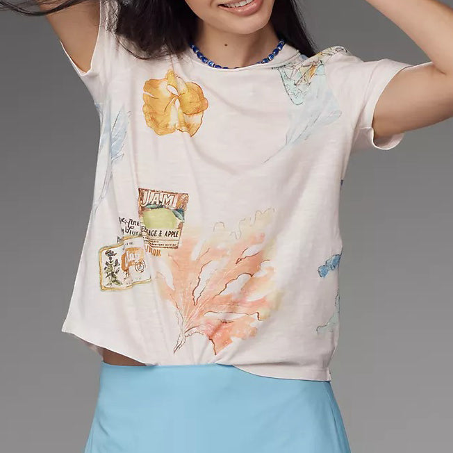 Pilcro Anthropologie The Bennie Cotton-Slub Crew-Neck T-Shirt