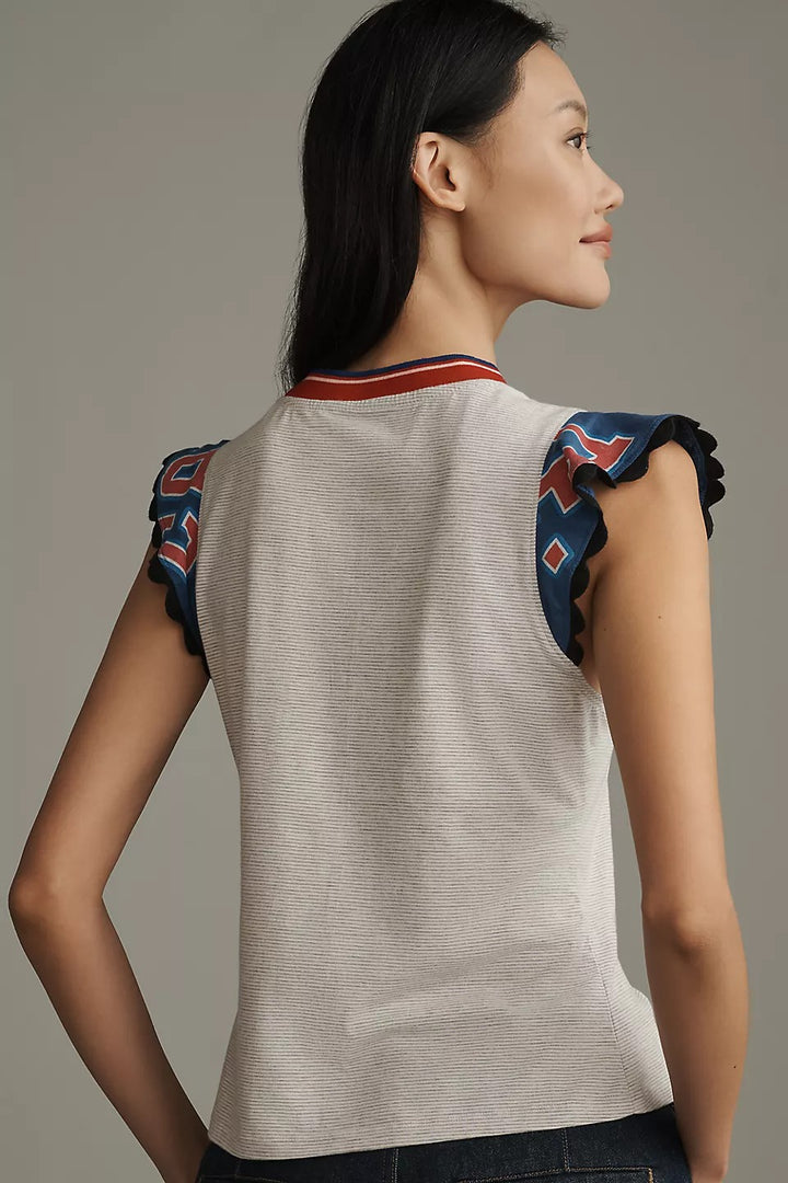 Maeve Anthropologie Reworked Sporty Tee Blouse Top