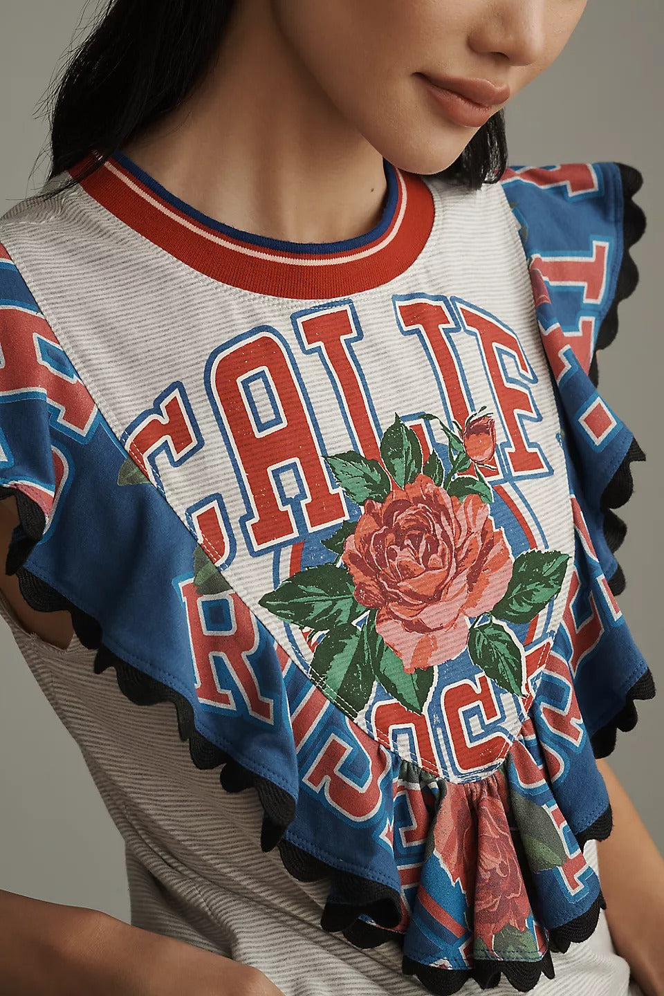 Maeve Anthropologie Reworked Sporty Tee Blouse Top