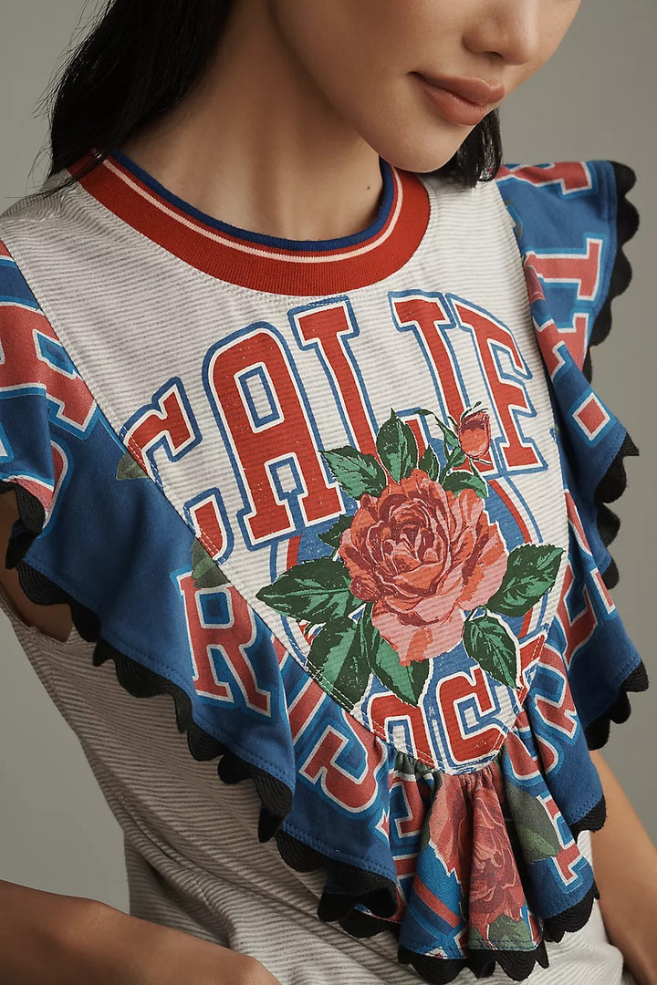 Maeve Anthropologie Reworked Sporty Tee Blouse Top