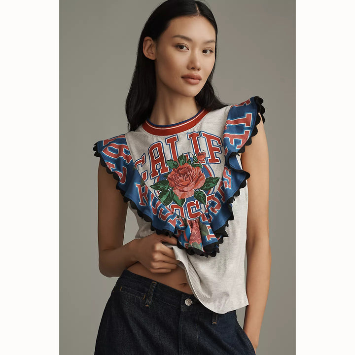 Maeve Anthropologie Reworked Sporty Tee Blouse Top