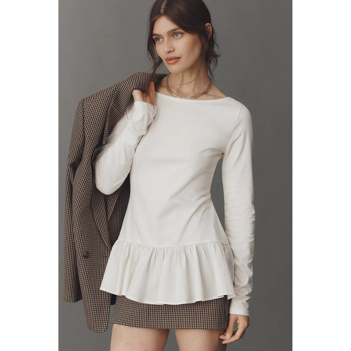 Anthropologie Maeve Long-Sleeve Peplum Tunic Top