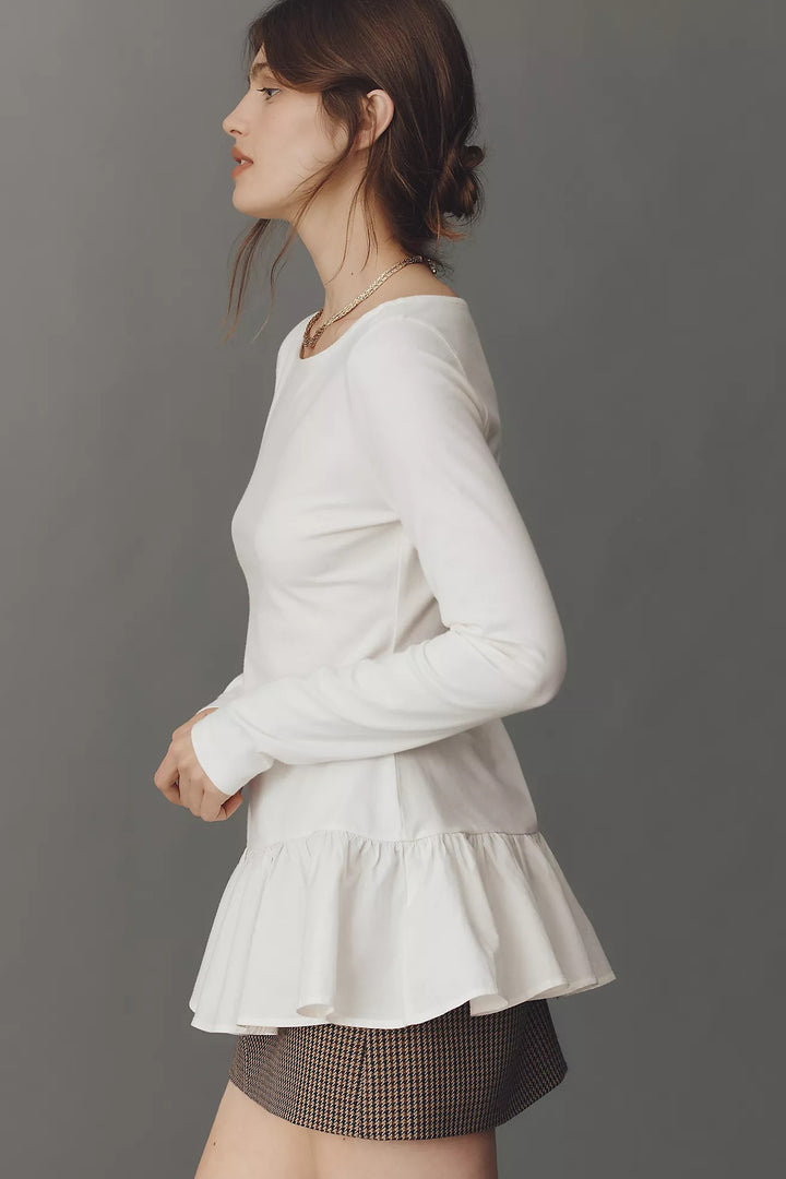 Anthropologie Maeve Long-Sleeve Peplum Tunic Top