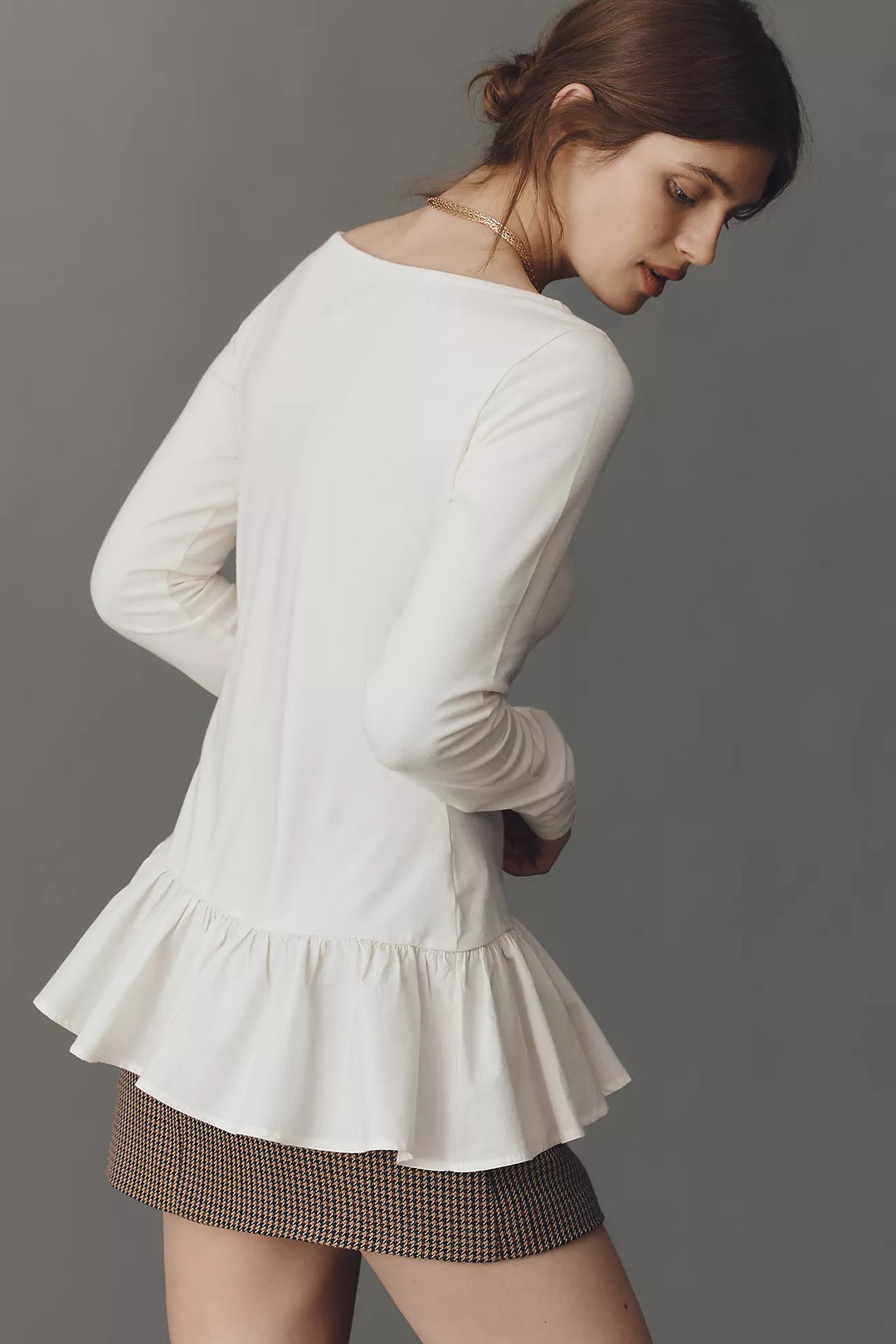 Anthropologie Maeve Long-Sleeve Peplum Tunic Top