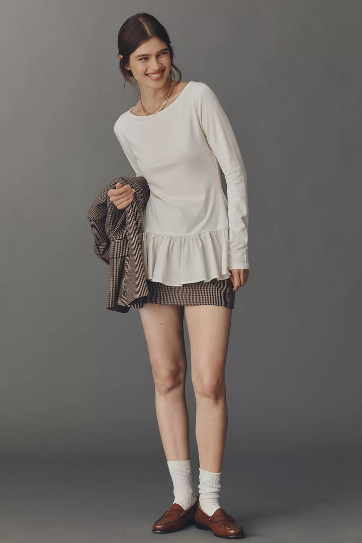 Anthropologie Maeve Long-Sleeve Peplum Tunic Top