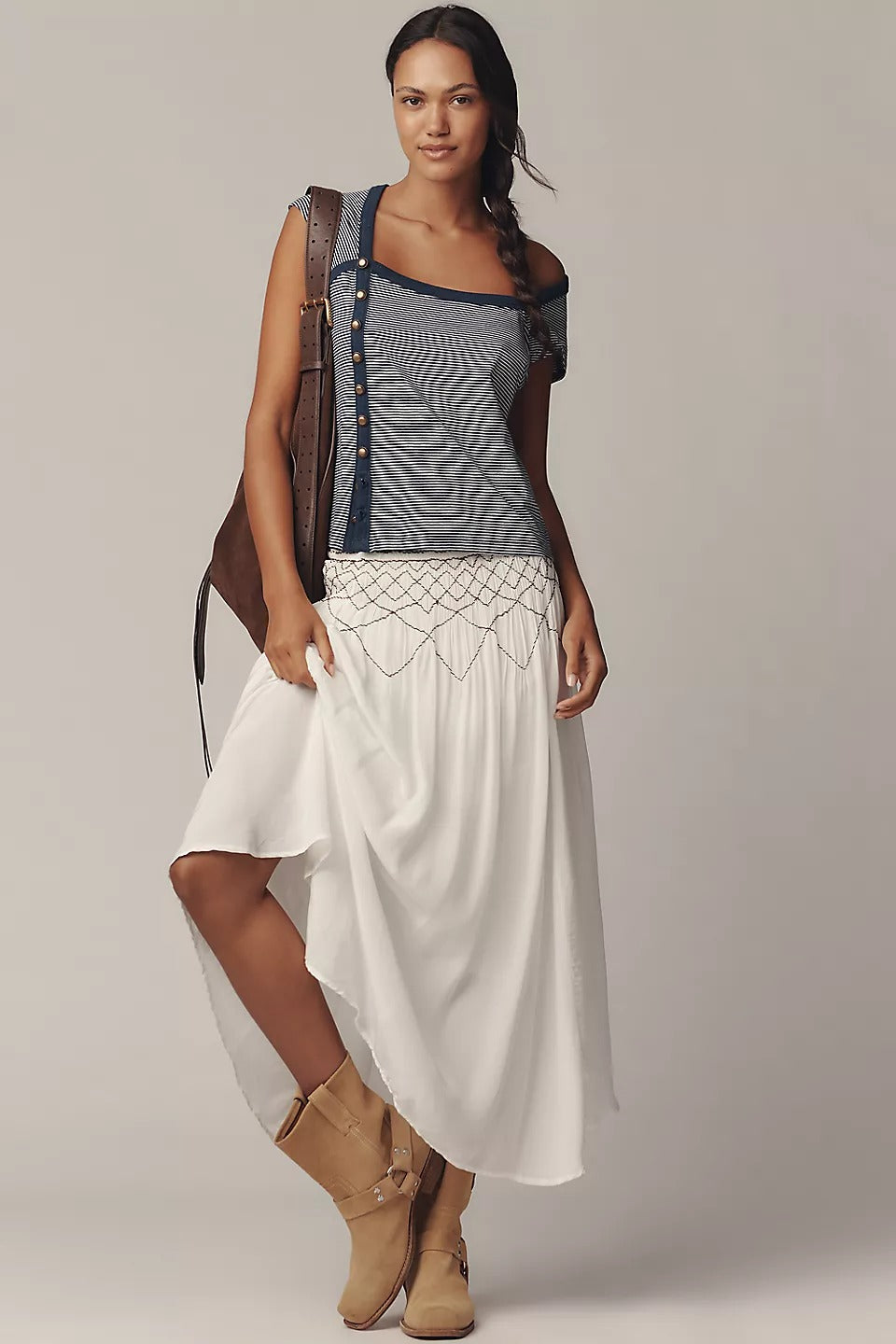 Maeve Anthropologie Short-Sleeve Side-Button Blouse Top