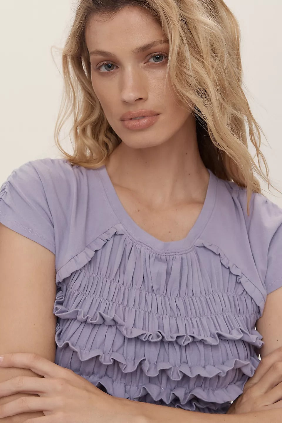 Maeve Anthropologie Smocked Ruffle Top