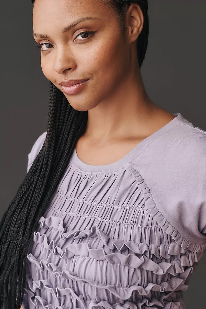 Maeve Anthropologie Smocked Ruffle Top