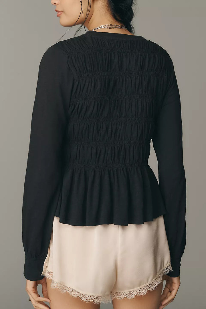 Anthropologie Pilcro Long-Sleeve Smocked Top