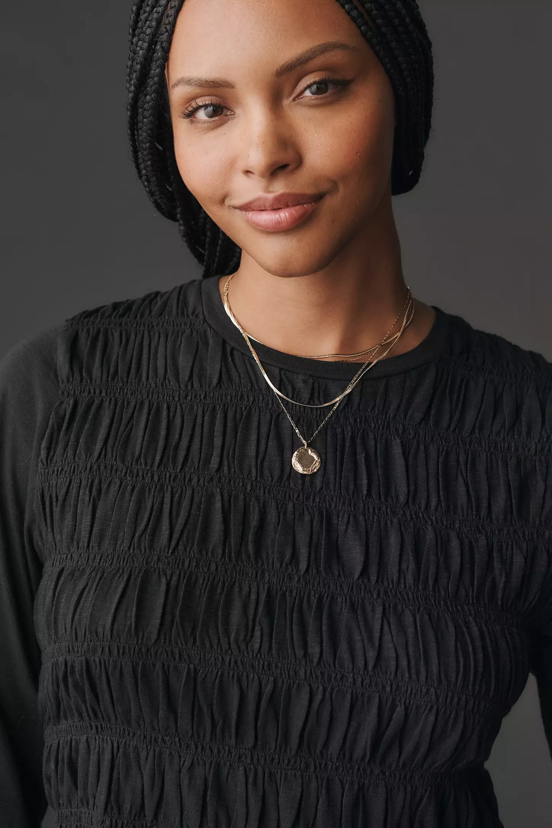 Anthropologie Pilcro Long-Sleeve Smocked Top