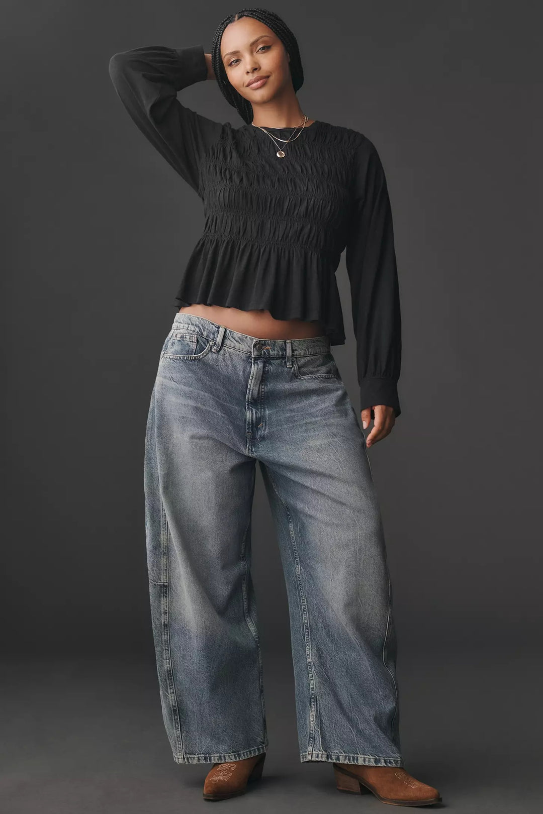 Anthropologie Pilcro Long-Sleeve Smocked Top