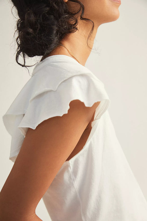 Maeve Anthropologie Catie Ruffle-Sleeved Tee Blouse Top