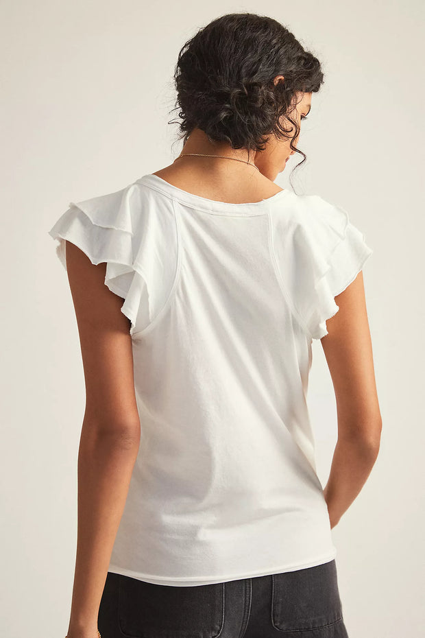 Maeve Anthropologie Catie Ruffle-Sleeved Tee Blouse Top