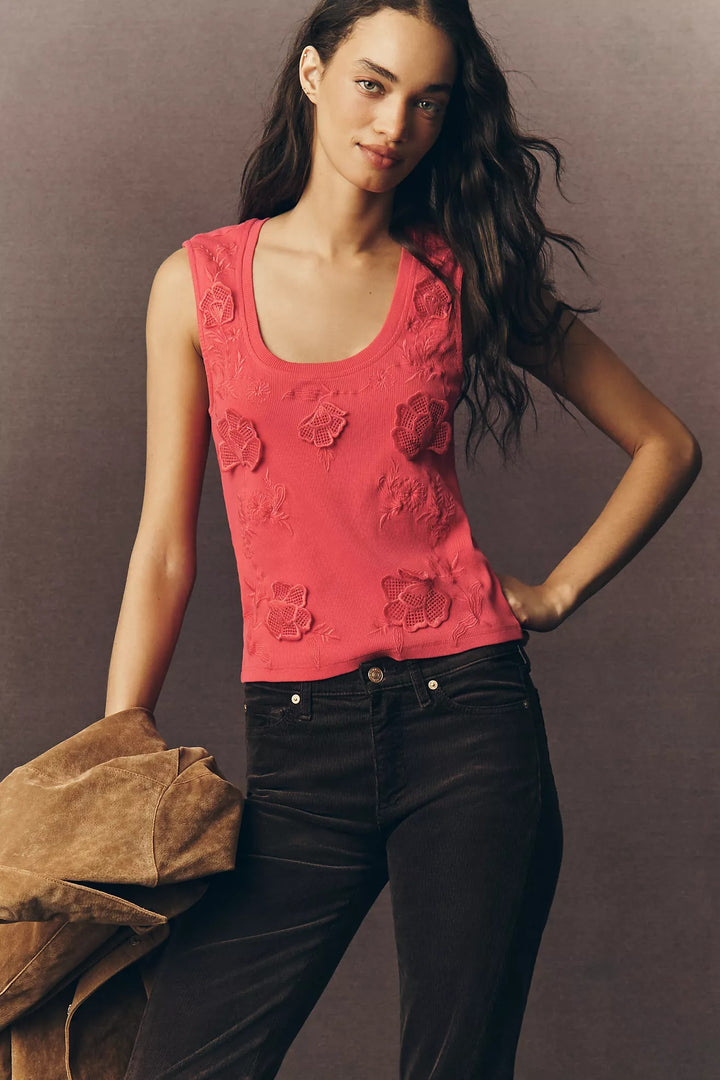 By Anthropologie Embellished Scoop-Neck Blouse Tank Top