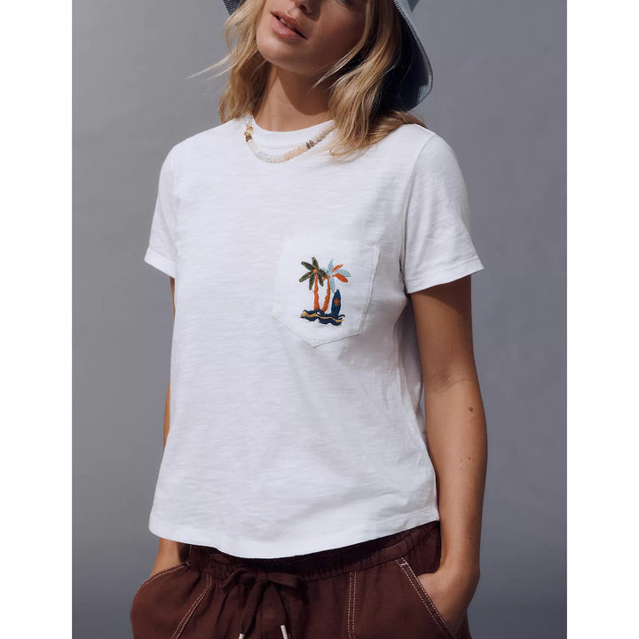 Anthropologie Pilcro Bennie Cotton-Slub Crew-Neck Short-Sleeve Tee Top