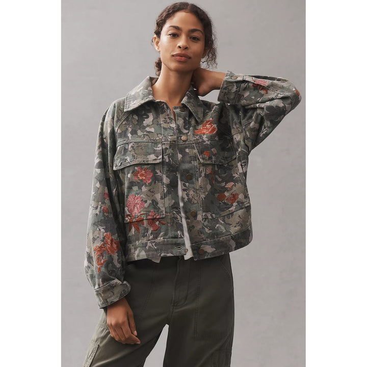 By Anthropologie Pilcro Embroidered Utility Jacket Women's Top
