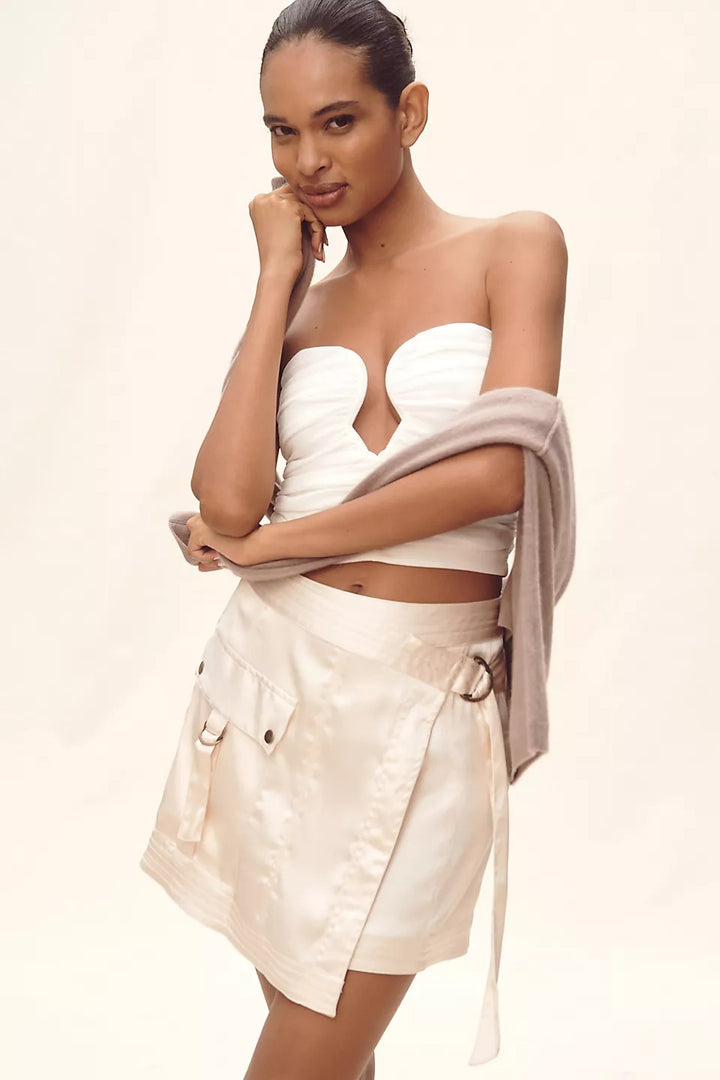 By Anthropologie Silky Satin Cargo Utility Mini Skir