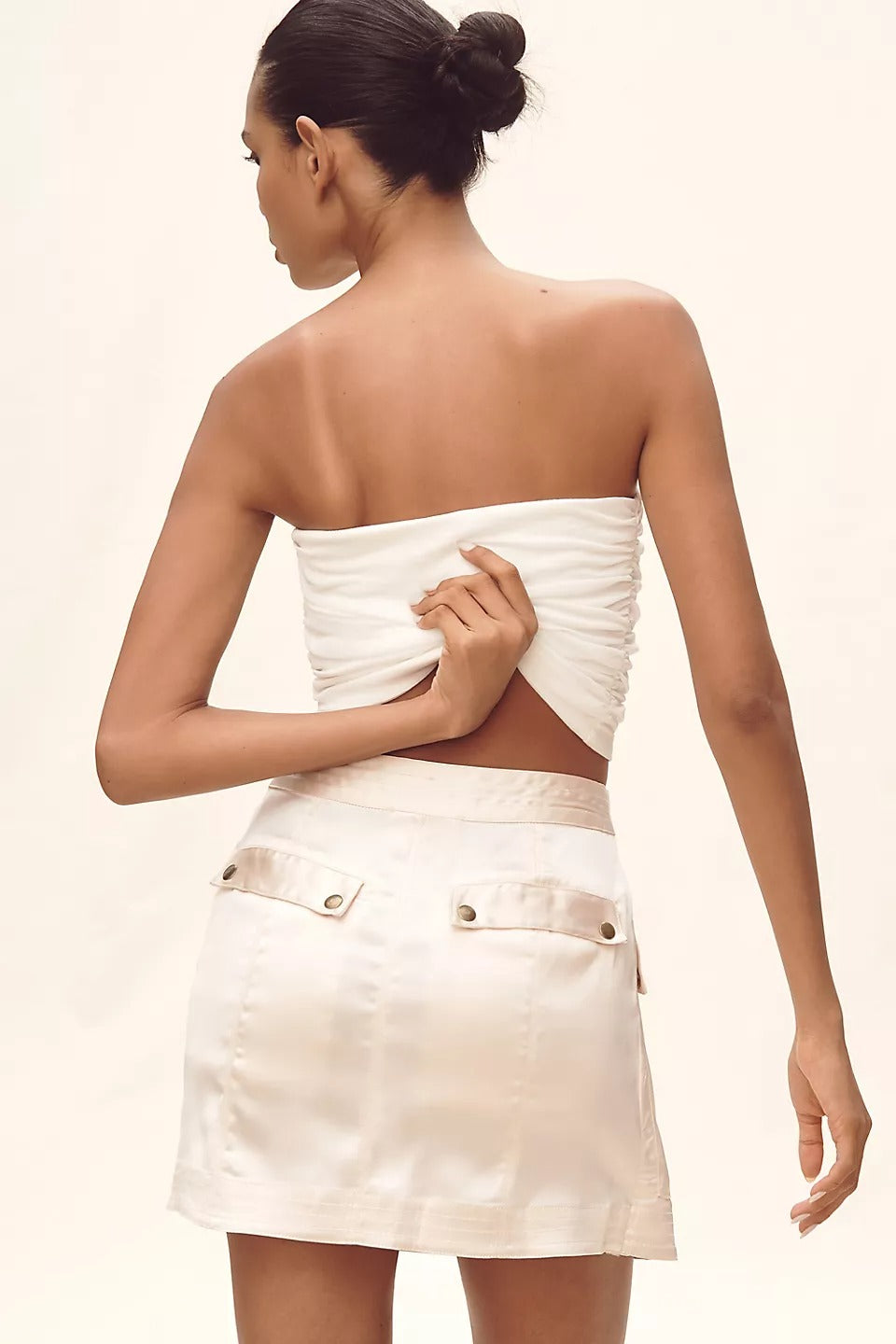 By Anthropologie Silky Satin Cargo Utility Mini Skir