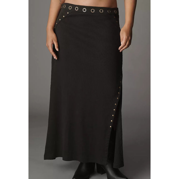 By Anthropologie Hardware Side-Slit Column Midi Skirt