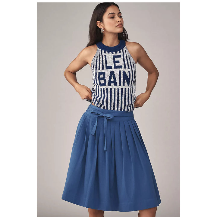 Maeve Anthropologie Bow-Front Pleated Knee-Length Skirt