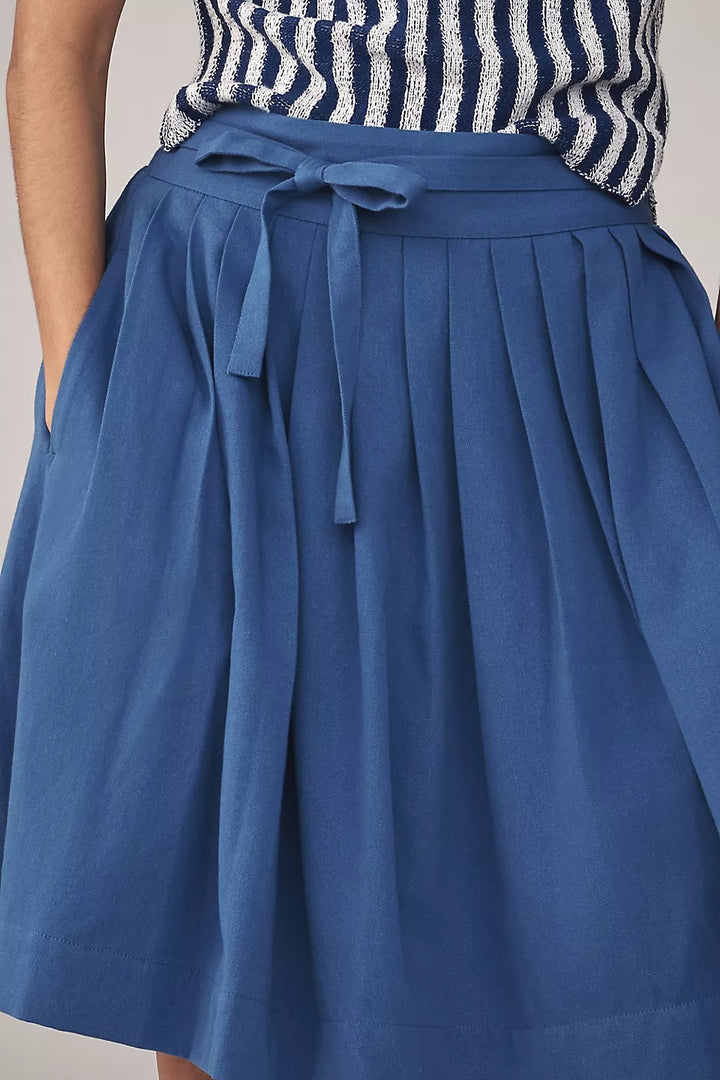 Maeve Anthropologie Bow-Front Pleated Knee-Length Skirt