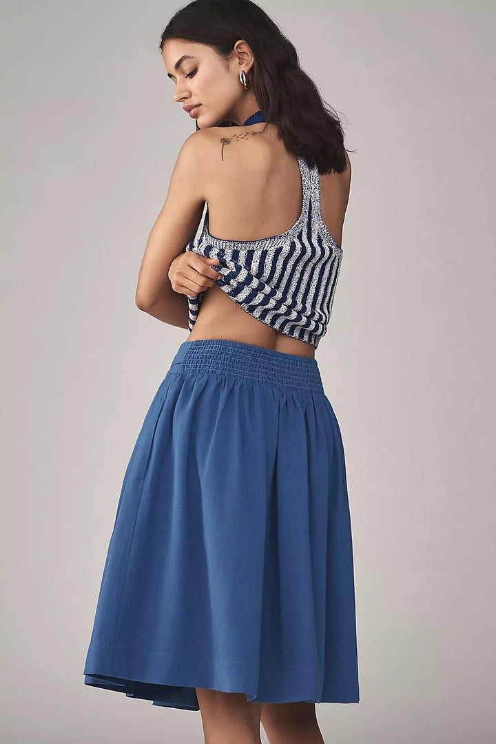 Maeve Anthropologie Bow-Front Pleated Knee-Length Skirt