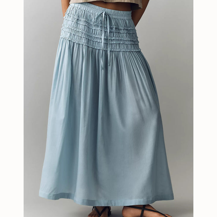 By Anthropologie Smocked Drawstring Midi Skirt